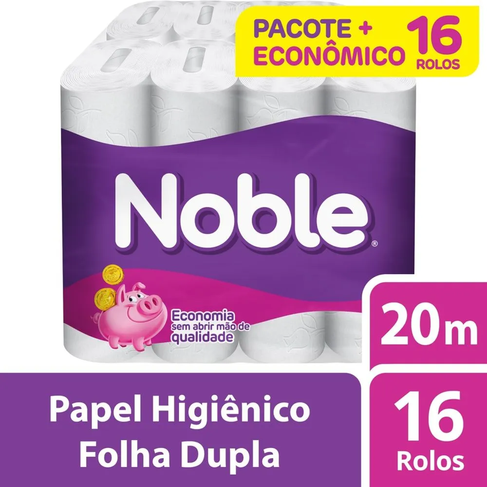 Frente dos rolos de Papel Higiênico Noble Folha Dupla