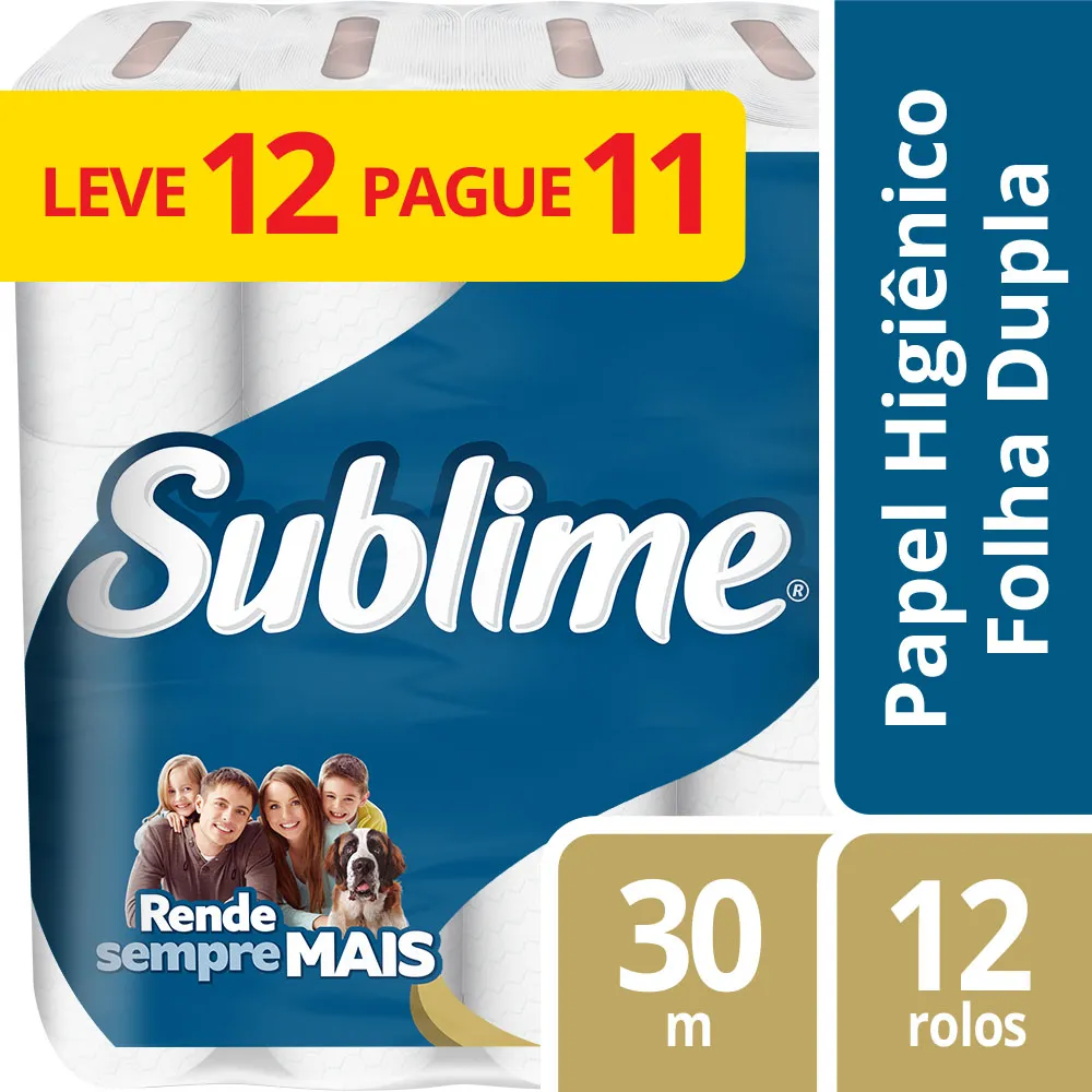 Embalagem de 12 rolos de Papel Higiênico Sublime Softy's Folha Dupla