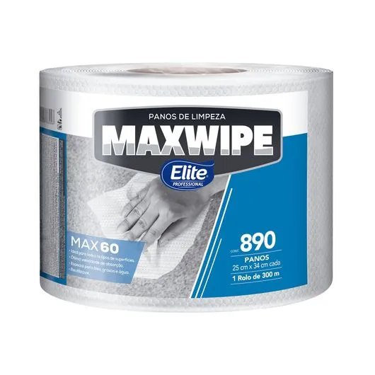 Pano De Limpeza Reutilizável Elite Maxwipe 60 Bobina Com 890 Folhas