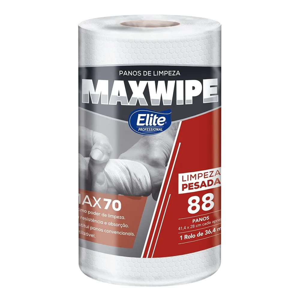 Pano De Limpeza Reutilizável Elite Maxwipe 70 Rolo Com 88 Folhas