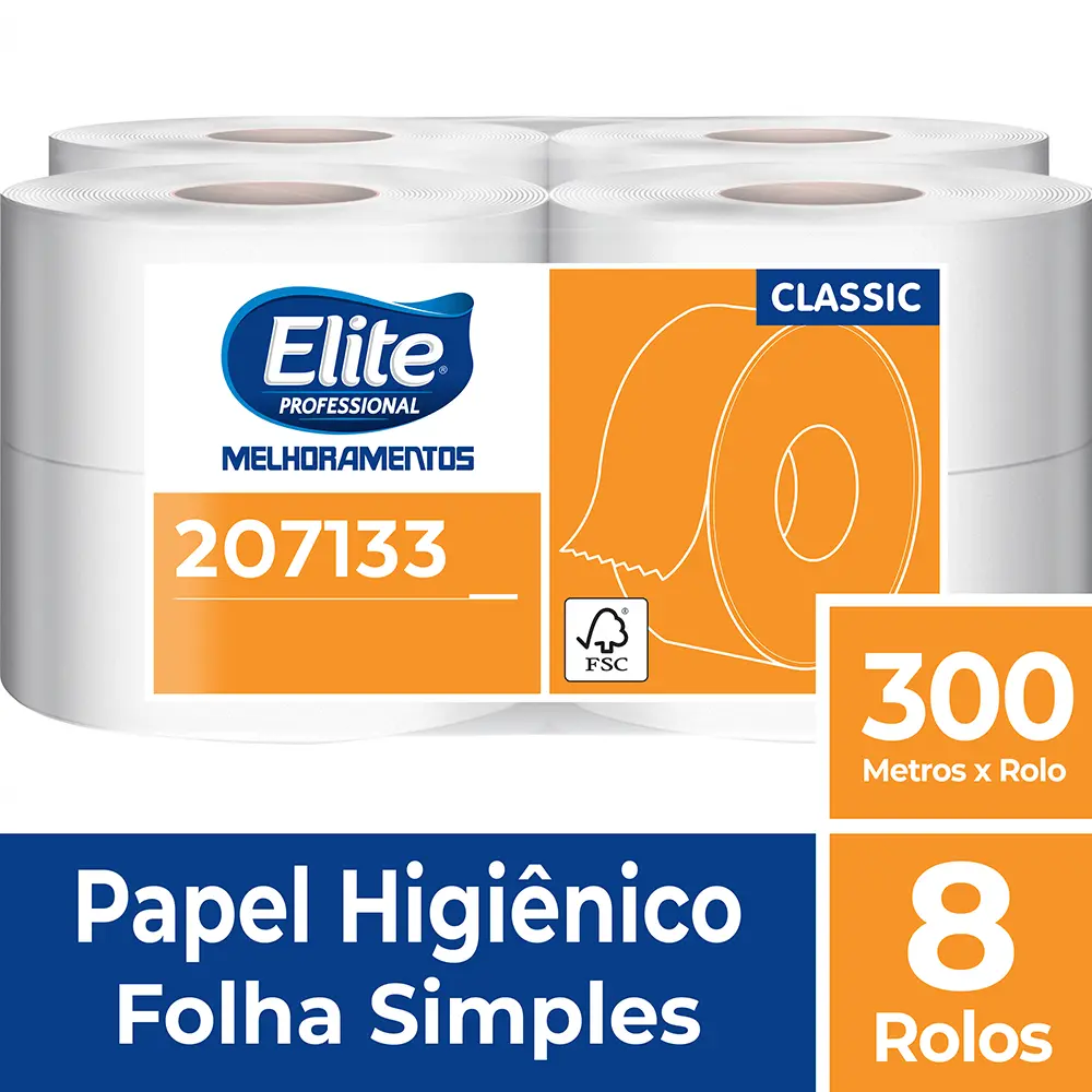 Embalagem do Papel Higiênico Elite Classic com 8 Rolos