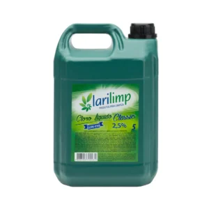 Frasco de Água Sanitária Larilimp 5L com rótulo azul e branco | Elite M4