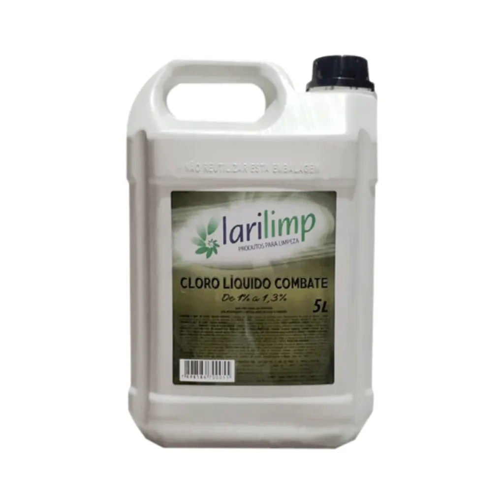 Frasco de Água Sanitária Larilimp 5L com rótulo da marca Larilimp | Elite M4