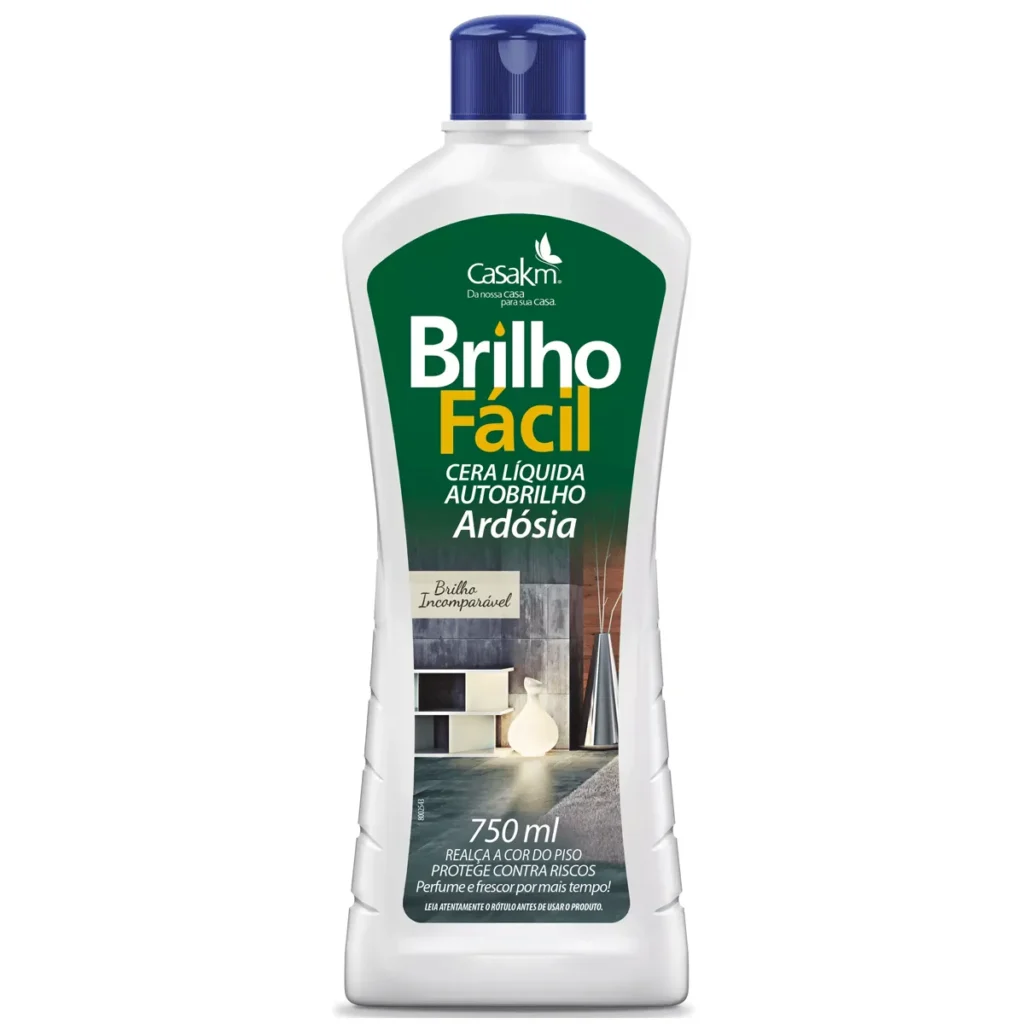 Frasco de Cera Líquida para Ardósia Brilho Fácil de 750ml com rótulo escuro e imagem de piso de ardósia | Elite M4