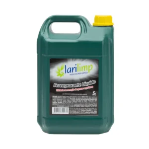 Galão de 5 litros de Desengraxante Industrial Concentrado Larilimp, com rótulo em tons de azul e branco, destacando o poder de limpeza para uso industrial e automotivo. | Elite M4