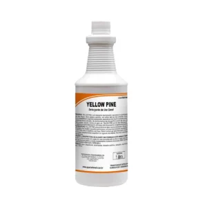 Frasco de 1 litro do Detergente Desengraxante Concentrado Spartan Yellow Pine, com o rótulo da marca Spartan em destaque e uma ilustração de pinho, sobre um fundo claro. | Elite M4