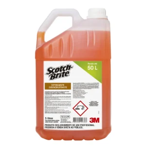Galão de 5 litros do Detergente Desincrustante Ácido Concentrado 3M Scotch-Brite, com o logotipo 3M e Scotch-Brite em destaque, indicando seu uso para limpeza pesada. | Elite M4