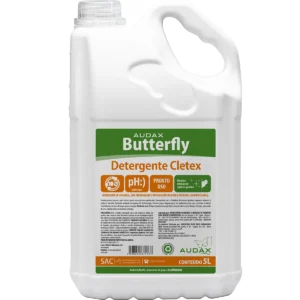 Galão de 5 litros do Detergente Líquido Concentrado Cletex Butterfly, com rótulo característico da marca e indicação de volume. | Elite M4