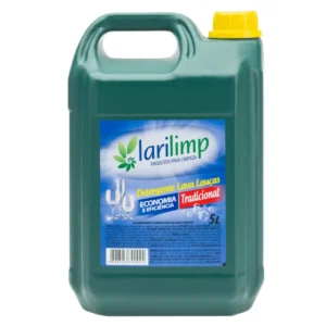 Galão de 5 litros do Detergente Neutro Larilimp, com rótulo em tons de branco e azul, destacando sua ação neutra e poder de limpeza. | Elite M4