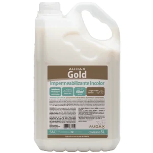 Galão de 5 litros de Cera Líquida Impermeabilizante Incolor Gold, com rótulo dourado e transparente | Elite M4