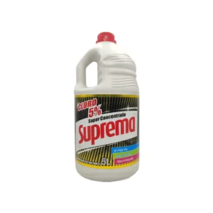 Frasco de Hipoclorito de Sódio 5% Concentrado Suprema 5L com rótulo da marca Suprema | Elite M4