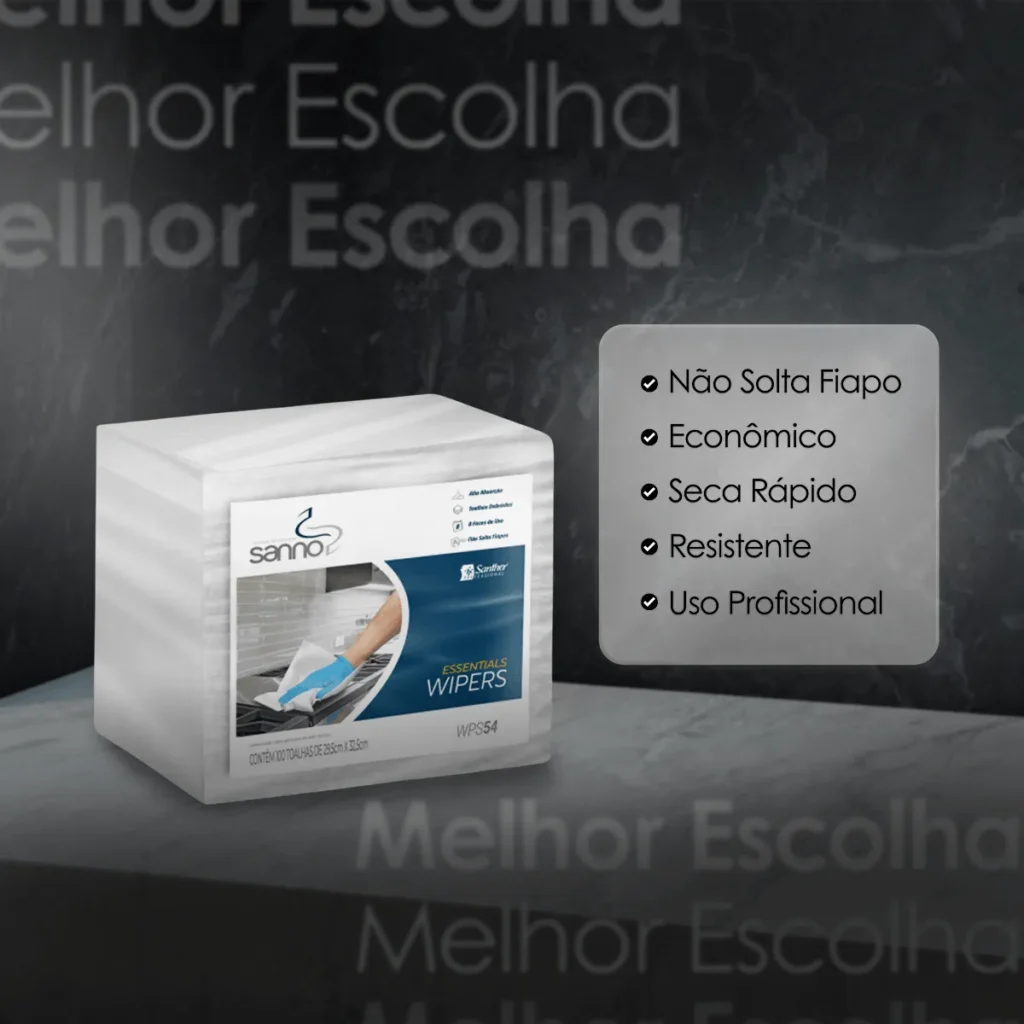 Pacote de Pano Multiuso Sanno Wiper WPS54 com 100 unidades para limpeza profissional. Elite M4