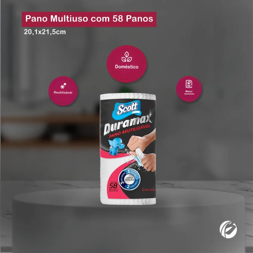 Kit com 3 Panos Multiuso Scott Duramax Brancos para limpeza geral. Elite M4