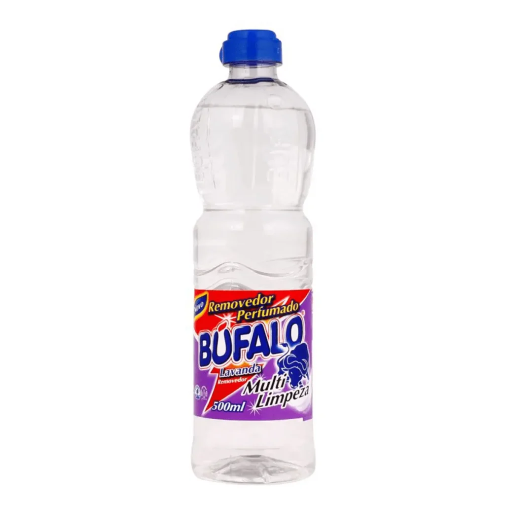 Frasco de 500ml do Removedor de Ceras Perfumado Lavanda Búfalo, com rótulo azul e imagem de lavanda, sobre um fundo claro. | Elite M4