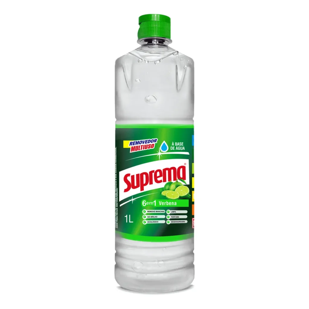 Frasco de 1 litro do Removedor Perfumado Suprema Verbena, com rótulo em destaque e líquido translúcido, sobre um fundo claro. | Elite M4