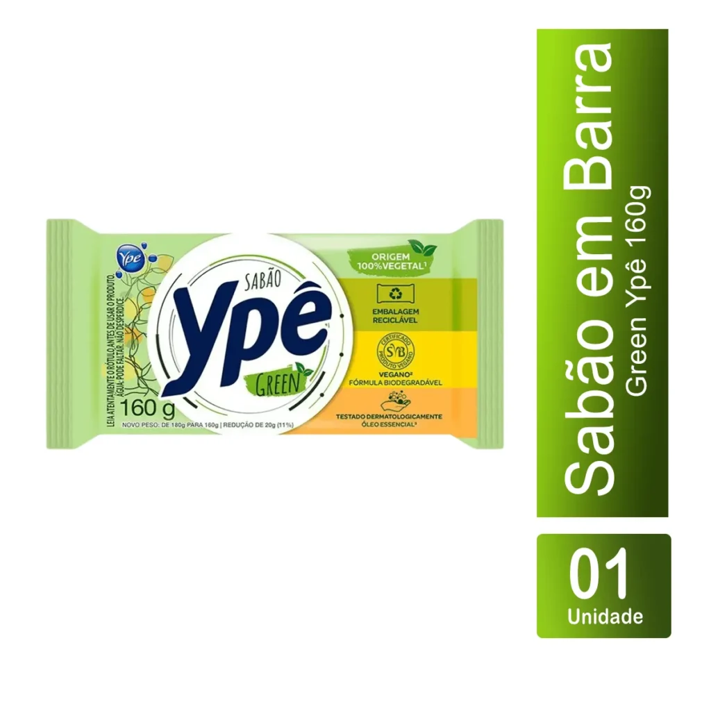 Sabão em Barra Ypê Natural Green 160g Elite M4