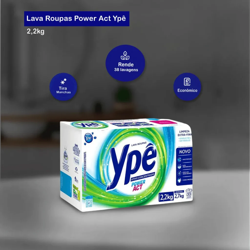 Sabão em Pó Ypê Power Act 2,2kg Elite M4
